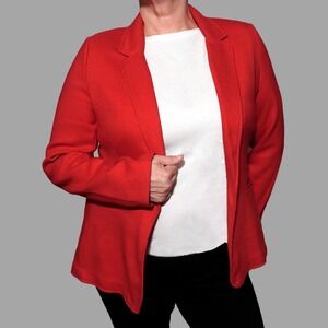 Ruby Red Ribbed Blazer L 0X Plus Size Tailored Classic